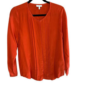 Joie 100% Silk Rust Pleat Front Blouse Size Medium